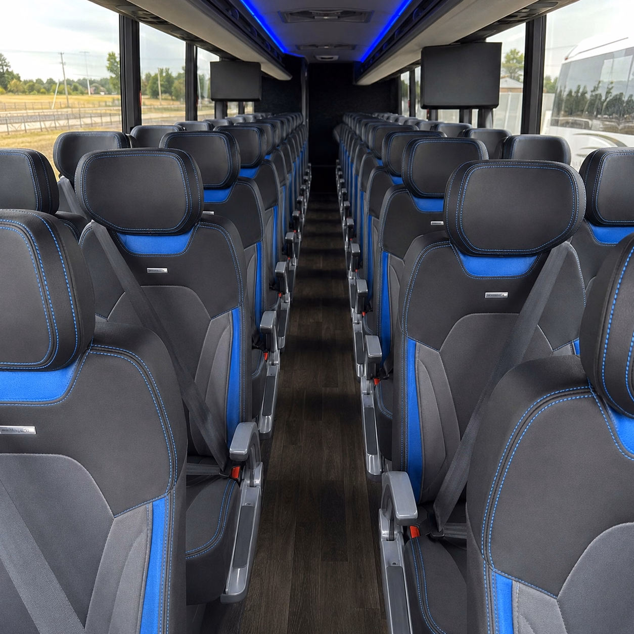 56 passenger charter bus inside
